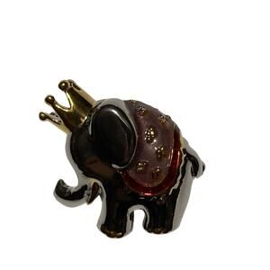 Vintage Danecraft Royal Indian Elephant Pin Brooch Signed Silver gold Crown